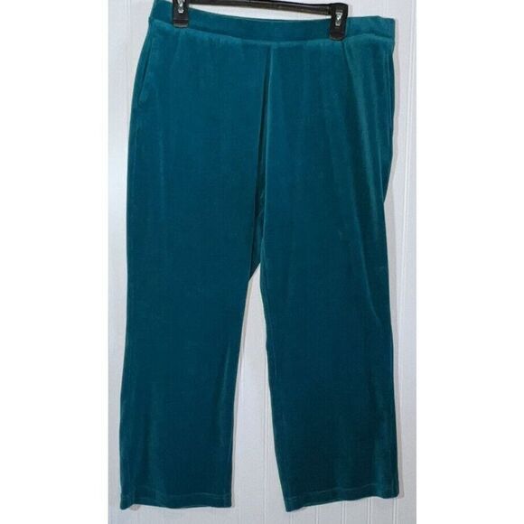 D & Co Active Suit Teal Zipper Vest Pockets Flare Pants With Pockets Set Size LP - Picture 3 of 9